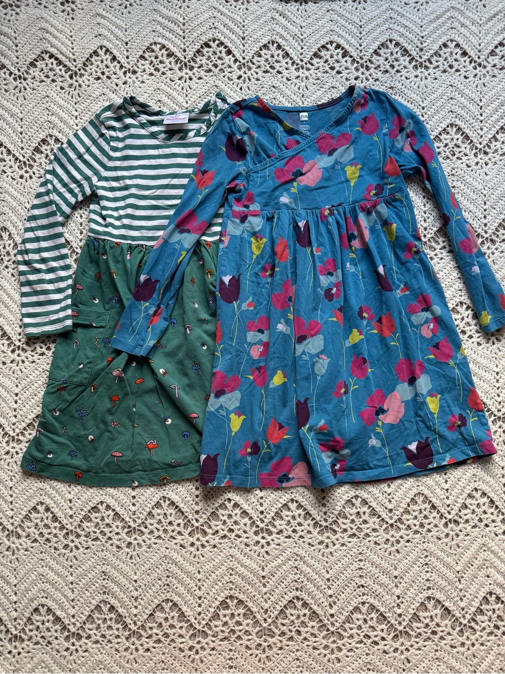 Hanna Andersson & Tea Back to School Long Sleeve Bug Dresses Floral Size 6-7